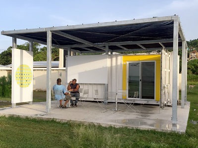  UM Designs Pop-Up Eye Clinic Built in Shipping Container