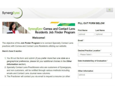  SynergEyes Launches Job Finder for Contact Lens and Cornea Residents